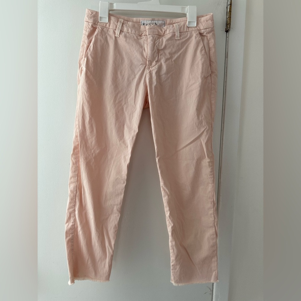 Frank & Eileen “Wicklow” Light Pink Cropped Pants, Sz 8, raw hem, Good condition